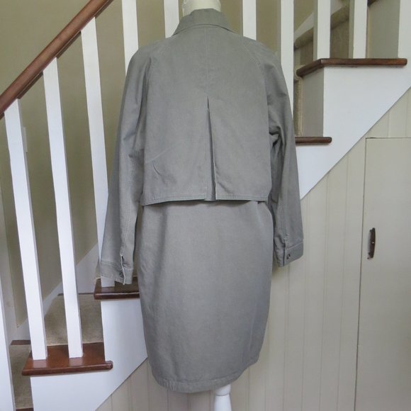 BONNIE ALEX Long Utility Jacket Coat - Womens Small - Khaki Green - Snap Closure - Picture 11 of 15